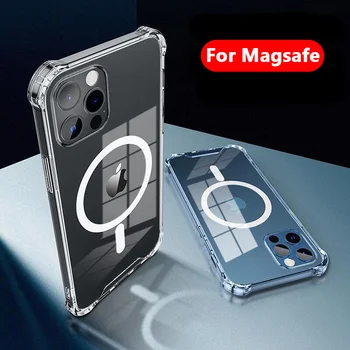 Eest magsafe Juhtmeta Laadija Magnetiline Läbipaistev Telefon Case For iPhone x-xr, xs 11 12 pro max 12mini Kristallselge Magnet Kate