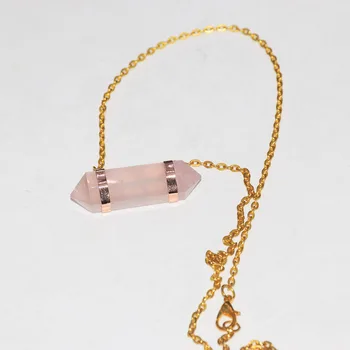 Ehted Looduslikust Kivist Kett kaelakee femme 2019 rose gold crystal kvarts kuusnurkne pistik kaelakee naistele kingitused