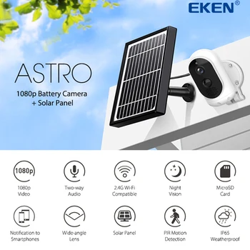 EKEN Astro 1080p Aku Kaamera päikesepaneel IP65 Ilmastikukindel WiFi liikumistuvastus Traadita IP Kaamera Turvalisus