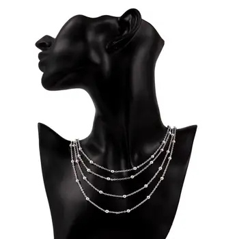 Elegantne Naiste Aksessuaar Multilayers Bead Disain Pikk Kett 925 Sterling Hõbe Mood Kaelakee Jaoks Pulmapidu