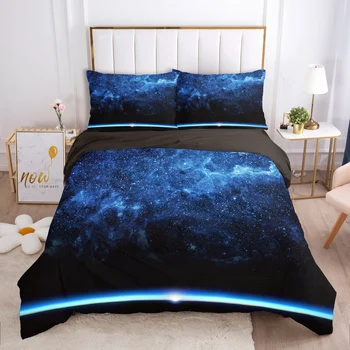 Galaxy voodipesu komplekt Euroopas Kuningas Ühe tekikott komplekt padjapüür Voodi, Tekk, voodipesu kate 240x260 240x220 Must starlight