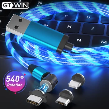 GTWIN LED 540 Magnet Kaabel IPhone 12 Pro Max Xiaomi Samsung Megnet USB-Kaabel Mobiiltelefoni Laadija Micro USB Type C Kaabel