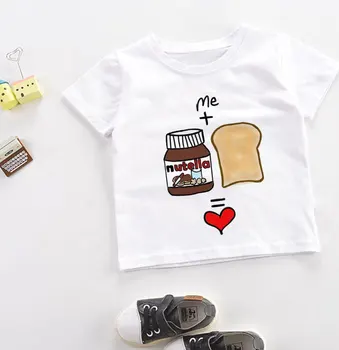 Harajuku Disain Tüdrukute Riided Prindib Lõbus Šokolaadi Kastmega Poisid Tshirts Mood Lapsed Tops Ümber Kaela Casual Valge Lasteasutused Särgid