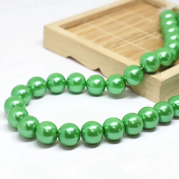 Hot müük fashion roheline ring imitatsioon pärl kest diy 4,6,8,10,12,14 mm naiste võlu ehted tegemise lahti helmed 15inch B1614