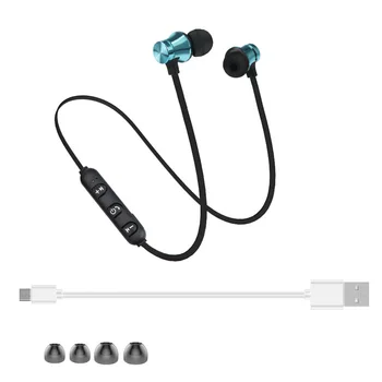 Juhtmeta Kõrvaklapid Kaelus Magnet Sport Bluetooth-ühilduvad Kõrvaklapid Stereo Earbuds Metal Kõrvaklapid Koos Mikrofoniga