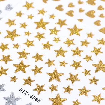 Kevadel Küünte Kleebised Decor 3D Star Liblikas koos Glitter Pulber Liugurid Küüned Kuld, Hõbe Tätoveering Maniküür GLSTZG084-090