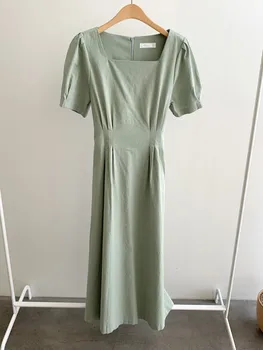 Korea Elegantne Naiste Kleit 2021 Suvel Tahke Peokleidid Tagasi Vibu Sidemega Daamid Pikk Kleit Vestidos Rüü Femme