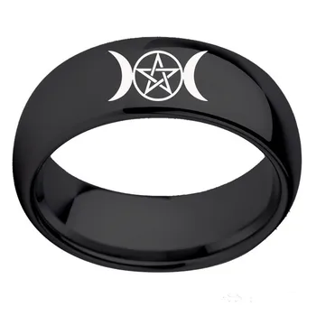 Kuu Crescentic Pentagramm Kuu Star Ringi Wicca Religioon Nõidus Roostevabast Terasest Rõngas