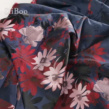 Kõrge hinne American style punane roosa lilleline jacquard brocade kangast kevad mantel kleit keskmise paksusega koe SP2305 TASUTA LAEVA