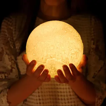 Laetav Kuu Lamp 3 Värvi Muutmine 3D Light Touch Lüliti 3D Print Lamp Kuu Magamistuba Raamaturiiul Öö Valguses Loomingulised Kingitused