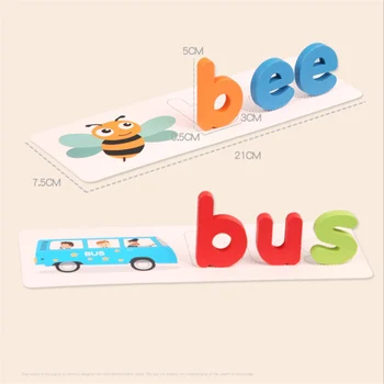 Lapsed Montessori Õigekirja Sõna Mäng Puidust Mänguasi Varase Õppe Pusle Täht Tähestikus 3D Puzzle Haridus-Beebi Mänguasjad Lastele