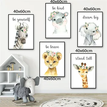 Lasteaed Loomade Seina Art Lõuend Maali Poster Cartoon Hinnapakkumisi Prindib Põhjamaade Wall Decor Pilte Home Baby Kids Room Decor