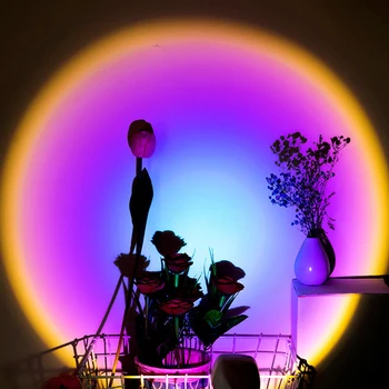 LED päikeseloojangut projektor öö valguses rainbow art seina kaunistamiseks projektsioon põranda lamp sise-baar kohvik valgustus värviline lamp