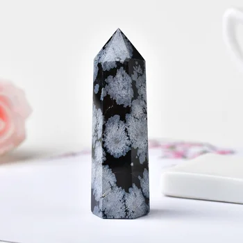 Looduslik Lumehelves Obsidian Quartz Crystal Punkti Võlukepp Tervendav Kivi Energia Kvarts Kodu Kaunistamiseks Reiki Lihvitud Kivist Torn