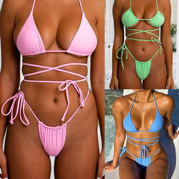 LOOZYKIT Seksikas Naiste Ujumistrikoo Push-up Bikiinid, Rinnahoidja Komplekt Solid Color Sidemega Ujumine Ülikond Väljas Suvi Beachwear trikoo