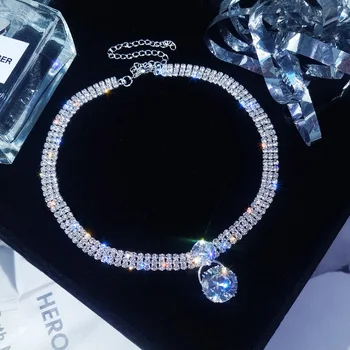 Luksus 1,4 cm Suur Ring Crystal Ripats, Kett, Choker Kaelakee Ehted Naistele Tüdrukud Kuupäev Aastane Pulm Bijoux Kõik Vaste