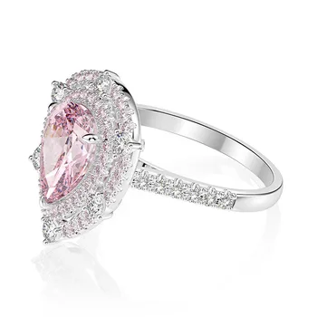 Luksus 925 Sterling Silver 7*10mm Roosa Teemant, Safiir Gemstone abielusõrmused Naiste Poole Coctail Engagement Rõngad Ehted