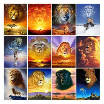 LZAIQIZG Lion King Diamond Maali Loomade 5D DIY Diamond Tikandid Täis Ruudu/Ringi Puurida Mosaiik Pilt Seina Art Decor