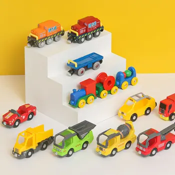 Magnet mänguasja auto engineering sõiduki transpordi auto -, raudtee -, auto ühildub puidust rongi tracks erinevaid stiile on olemas