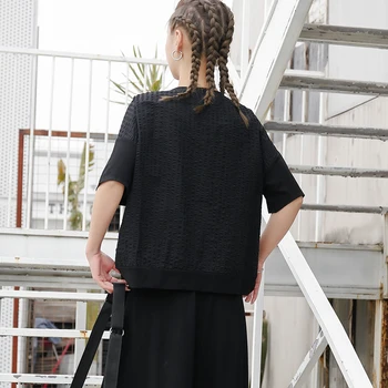 Max LuLu Jaapani Mood Uus Stiil Suvel Topid Naistele, Servjätkatud O-Kaeluse Tee Daamid Must Casual Tshirt Naine Nuppu Riided Suur Suurus