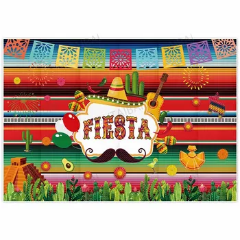 Mehhiko Fiesta Junina Pool Mehhiko Teema Taustaks Fotograafia Cactus Kitarr Decor Värvikas Lipud Sünnipäeva Ürituse Foto Taust
