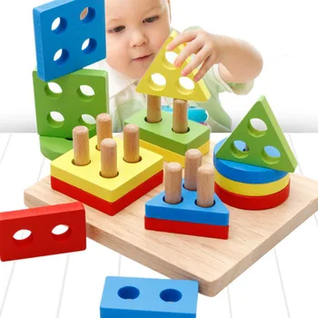 Montessori Haridus Mänguasjad, Puidust Mänguasjad, Laste Varase Õppe Kasutada Käed-võime Geomeetrilisi Kujundeid Sobitamise Mängud