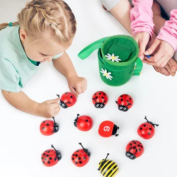 Montessori Lugedes Lepatriinu Puidust Hariduslik Mänguasi 0-10 Numbrite Õppimise Loota Lepatriinu Tundsin, Et Seljakott Hariduslik Mänguasi Lapsele