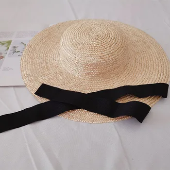 Mood Laste Suvine Müts Korter Top Lai Mütsi Nokk Must Rihm Kid Straw Hat Tüdruk ühise Põllumajanduspoliitika Beach Müts Reisi päikesekaitse Mütsid
