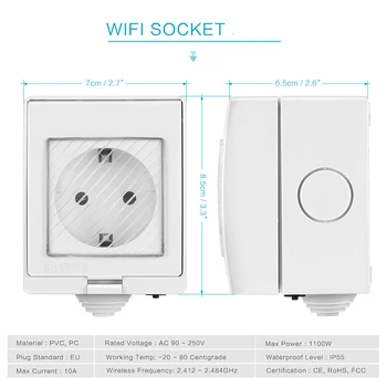 Mumubiz Smart WiFi Socket Veekindel IP55 Väljas Arukas Pistikupesa EU Pistik ühildub Alexa Google ' i Kodu IFTTT Aruka Kodu