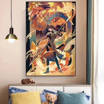 Mängu Plakat Genshin Mõju Lõuendile Maali Seina Art Teenetemärgi Prindi Pannoo jaoks elutoas Diivan Taust Home Decor Pilt
