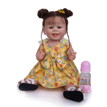 Naeratav Veekindel 22 Tolline Silikoon Uuestisündinud Beebi Nukud Tõeliselt 3D-Värvi Juurdunud Juuksed Toddle Printsess Bebe Mänguasjad, Lapsed Sünnipäeva Kingitus
