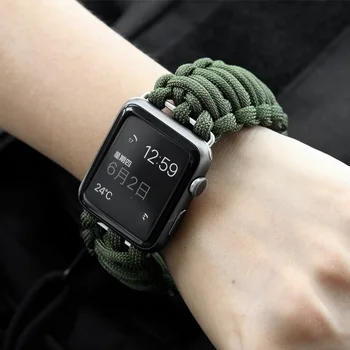 Nailon Paracord 550 rihm Apple watch band 44 mm 40mm iWatch 42mm 38mm Sõjalise määrused Käsitöö Jutustama Bohemian Käevõru