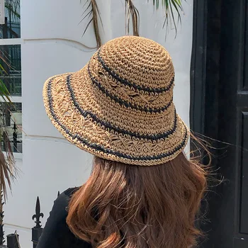 Naiste Mere beach puhkus vaba päikesekaitsetoodete mütsid tüdrukutele suvel Raffia päike müts Raffia hat Visor Temperament Õled mütsid