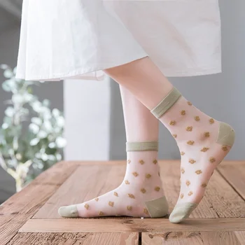 Naiste Sokid Suvel Õhuke Läbipaistev Siid Puuvillased Sokid Harajuku Sokid Naiste Mood Õhuke Kaart Silk Lolita Nähtamatu Sokid Naistele