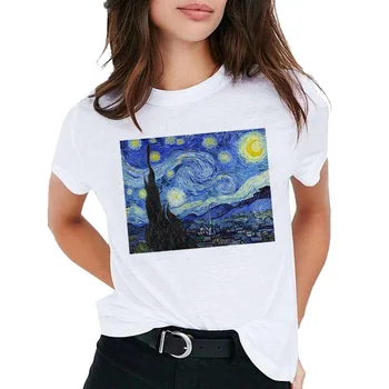 Naiste T-särk Van Gogh Vintage T-särk Mood Õli Art Print Sumemr T-särk Naiste Top Vabaaja Uus Streetwear Tee Peal