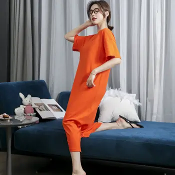 Nightgowns Naiste Pluss Suurus 4XL Kirja Prindi Lühikesed Varrukad Lihtne Suvel Midi Kleit Streetwear Naiste Sleepwear Hubane Pehme Ulzzang