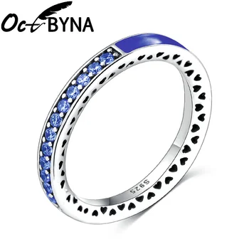 Octbyna Classic Hot Müük Hõbe Värvi, 7 Värvid Särama Ring Crystal Naiste CZ Luksus Pan Ringi Ehted Kingitus Dropshipping