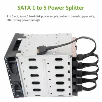 PC Arvuti Kõvakettale 4Pin Naine IDE Molex 1 kuni 5 SATA Splitter Adapter Converter toitekaabel Juhe 18AWG Traat Must