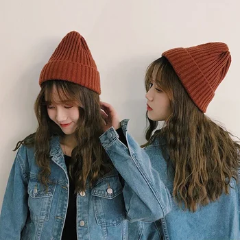 Pure Color Light Board Villane Müts In Tuule Sügisel Ja Talvel, Naine korea Stiilis Pikad Müts Mood Lihtne Harajuku kootud Müts