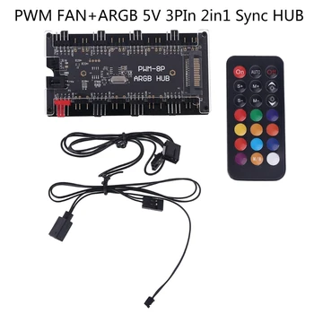 PWM VENTILAATOR+ARGB LED 2 in 1 Sync Hub Wireless Controller 1 Kuni 8 Splitter 5V 3PIN RGB külmik 4Pin Ventilaatori Adapter AURA Addressble