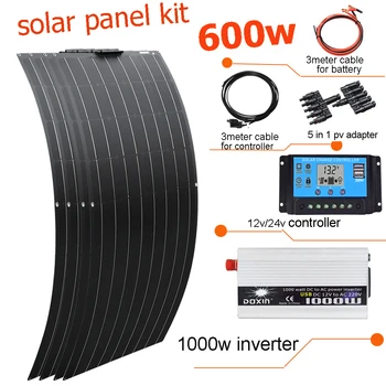 Päikesepaneel 12v 300w 600w fotogalvaanilise kodu süsteemi täielik komplekt paindlik solar cell aku laadija auto, paadi, kämping 1000w