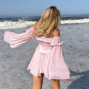 Rockmore Sifonki Boho Kleidid Põletatud Varrukad Mini Kleit Seksikas Vintage Backless Lühike Kleit Naiste Elegantne Valge Beach Party Sundress