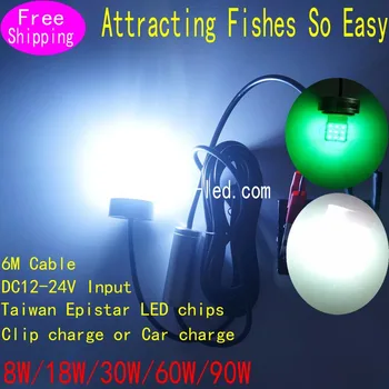 Roheline Valge 12V Veealune LED Ujuvad Crappie Kalapüügi Kerge Attractor jaoks Veehoidla Tiik Kalapüük