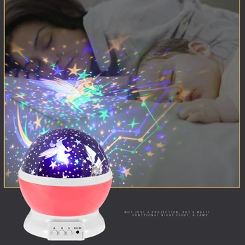 Romantiline Unistus Pöörlevad USB Aku võimsusega LED Starry Night Light Star Kujuga Projektor Lapsed Laste Magamistoa Lambid