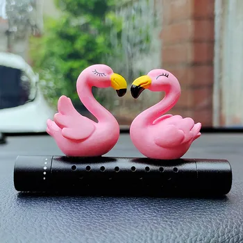 Roosa Flamingo Auto õhuvärskendaja Paari Armastav Flamingolased Auto Kaunistamiseks Tarvikud siseõhu Vent Clip Aroomiteraapia Kingitus
