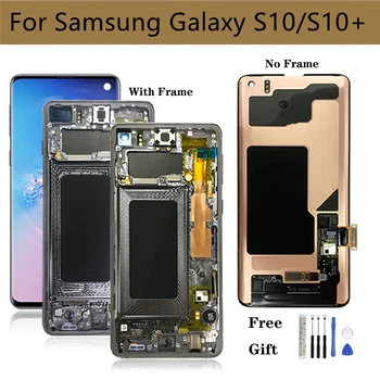 Samsung Galaxy S10 S10+LCD Ekraan Puutetundlik Digitizer Assamblee G973 G975 Samsung S10 Plus Ekraan, Remont Osa+ Raam