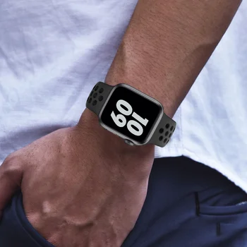 Silikoonist Rihm Apple Vaata Se 6 5 esiliistu 44mm 40mm Tarvikud Sport Tark turvavöö käevõru iWatch Watchband Seeria 432 38mm 42mm