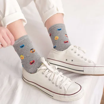 Sokid Naiste Cartoon Sesame Street Cookie Monster Sokid Naljakas Armas Valge Must Puuvillased Sokid Tüdrukutele Naine Sokk Harajuku Sox