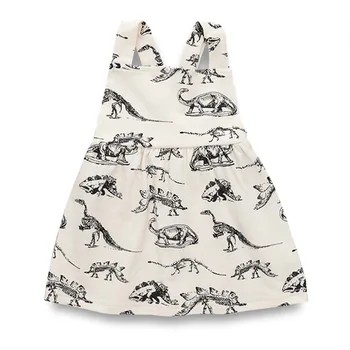 Suvel Dinosaurus Prindi Tüdrukute Kleit 6M-6Y Laste Square Kaela Rist Pilduma Kleidid Väikelapse Lapsed Baby Girl Pool Printsess Kleit