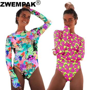 Suvel Naiste Pikad Varrukad Naiste Ujumisriided Neoon Värvi Bodysuit Päikesekaitsetoodete Beachwear Riided Sport Surfamine Daamid Ujumine Sobib